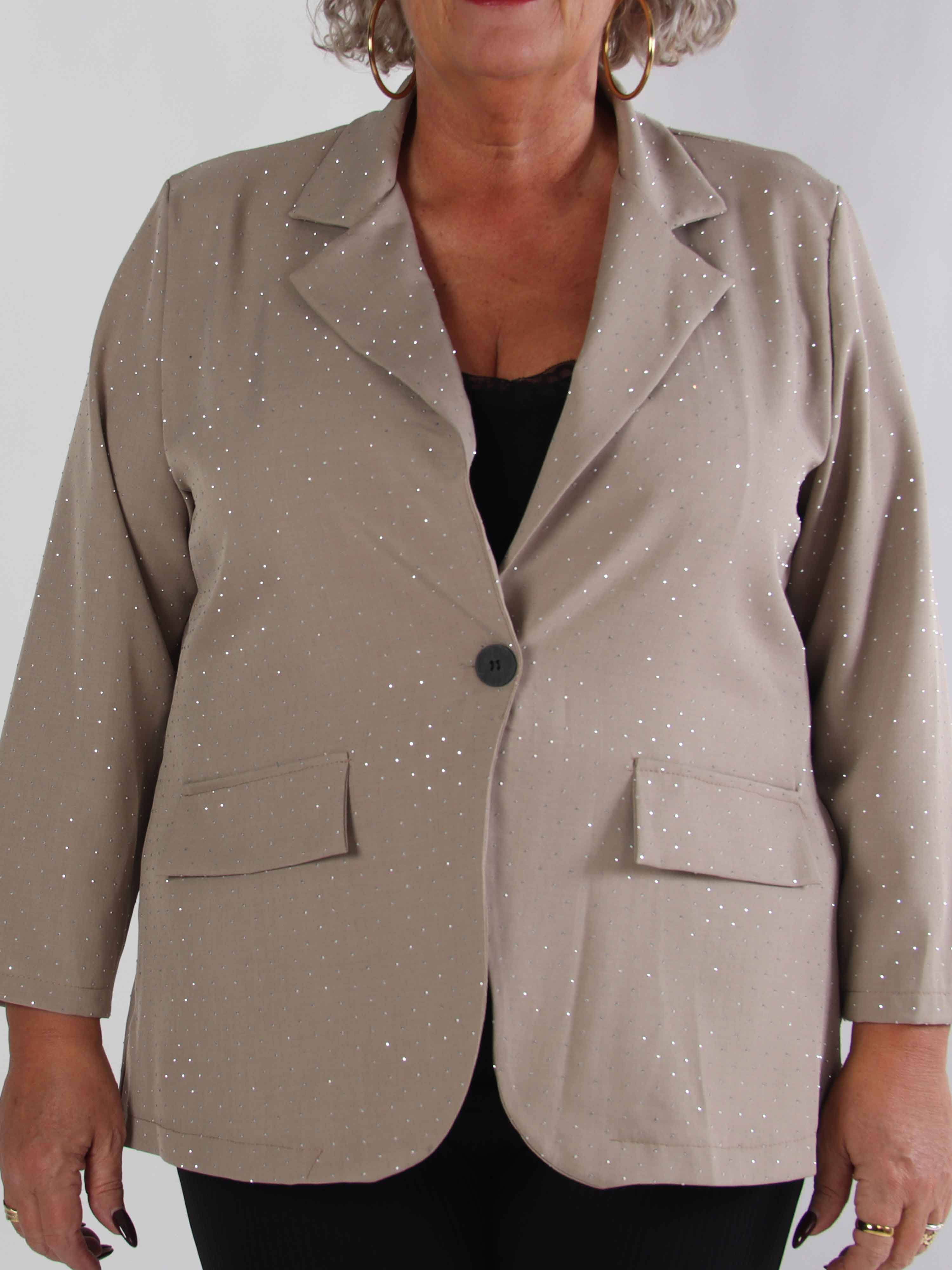 Lanthe - Plus size blazer med glitrende similisten